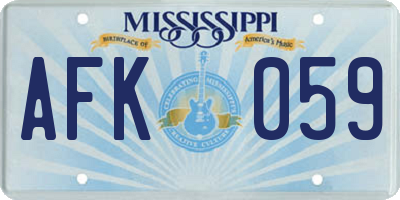 MS license plate AFK059