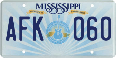 MS license plate AFK060