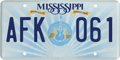 MS license plate AFK061