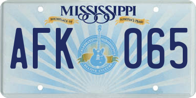 MS license plate AFK065
