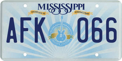 MS license plate AFK066