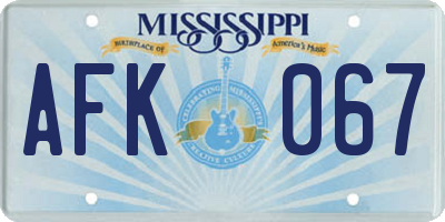 MS license plate AFK067