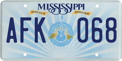 MS license plate AFK068