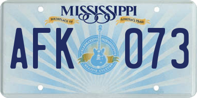 MS license plate AFK073