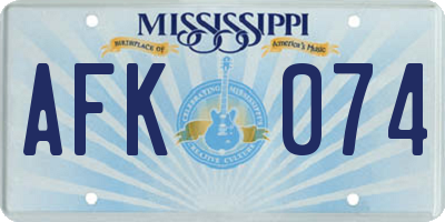 MS license plate AFK074