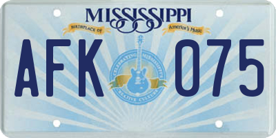 MS license plate AFK075