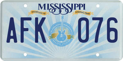 MS license plate AFK076