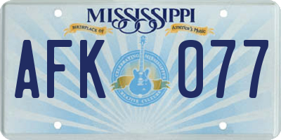 MS license plate AFK077
