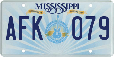 MS license plate AFK079