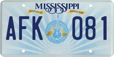 MS license plate AFK081