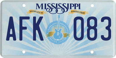 MS license plate AFK083
