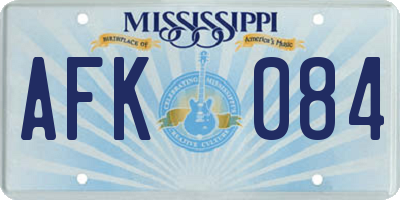 MS license plate AFK084