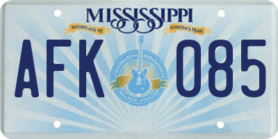 MS license plate AFK085