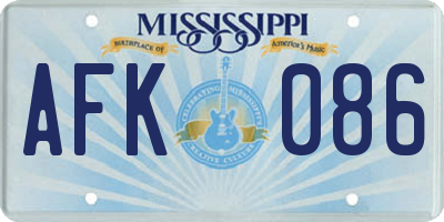 MS license plate AFK086
