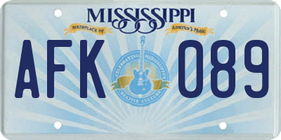 MS license plate AFK089
