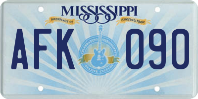 MS license plate AFK090