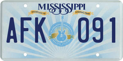 MS license plate AFK091