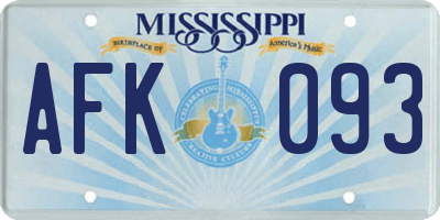 MS license plate AFK093