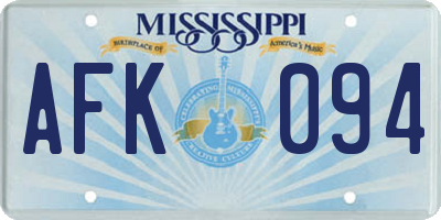 MS license plate AFK094
