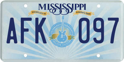 MS license plate AFK097