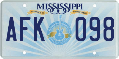 MS license plate AFK098