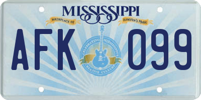 MS license plate AFK099