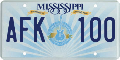 MS license plate AFK100