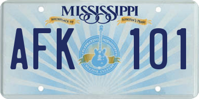 MS license plate AFK101