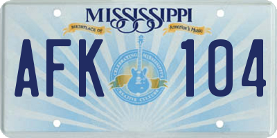 MS license plate AFK104