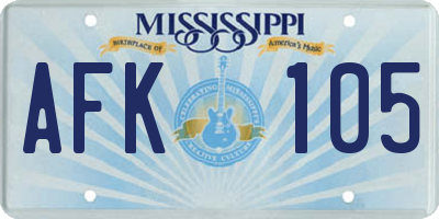 MS license plate AFK105
