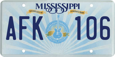 MS license plate AFK106