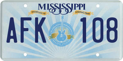 MS license plate AFK108
