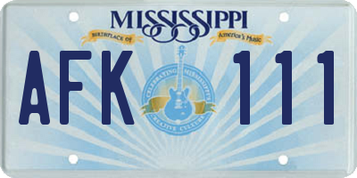 MS license plate AFK111