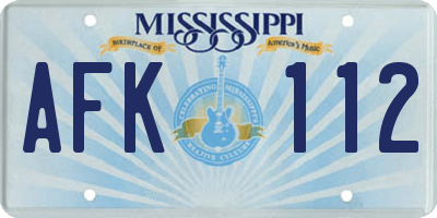 MS license plate AFK112