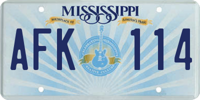 MS license plate AFK114