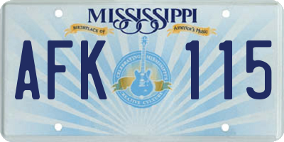 MS license plate AFK115