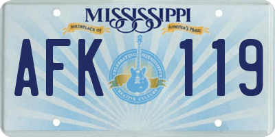 MS license plate AFK119