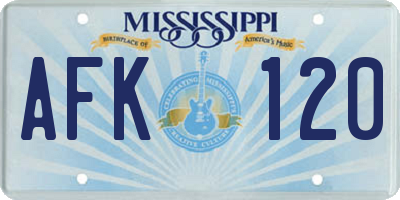 MS license plate AFK120