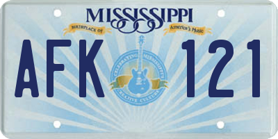 MS license plate AFK121
