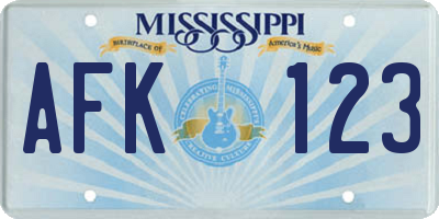 MS license plate AFK123