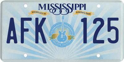 MS license plate AFK125