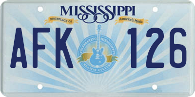 MS license plate AFK126