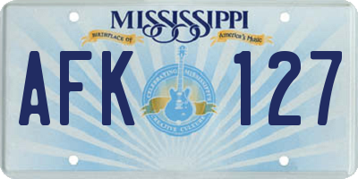 MS license plate AFK127