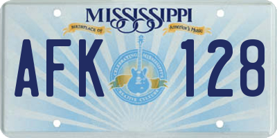 MS license plate AFK128