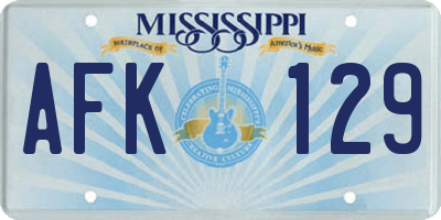 MS license plate AFK129