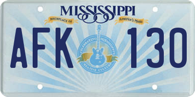 MS license plate AFK130