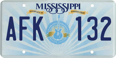 MS license plate AFK132
