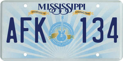MS license plate AFK134