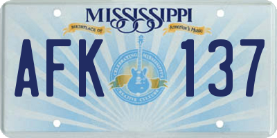 MS license plate AFK137