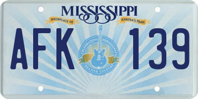MS license plate AFK139